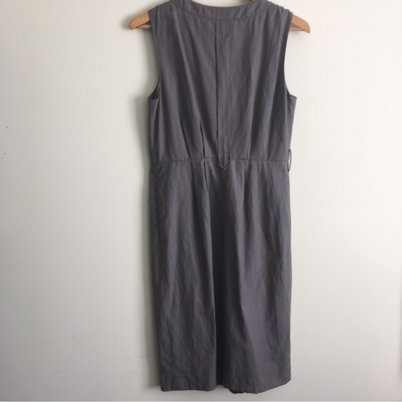 Badgley Mischka | Wool Linen Blend Grey Sleeveless Dress - Picture 5 of 6